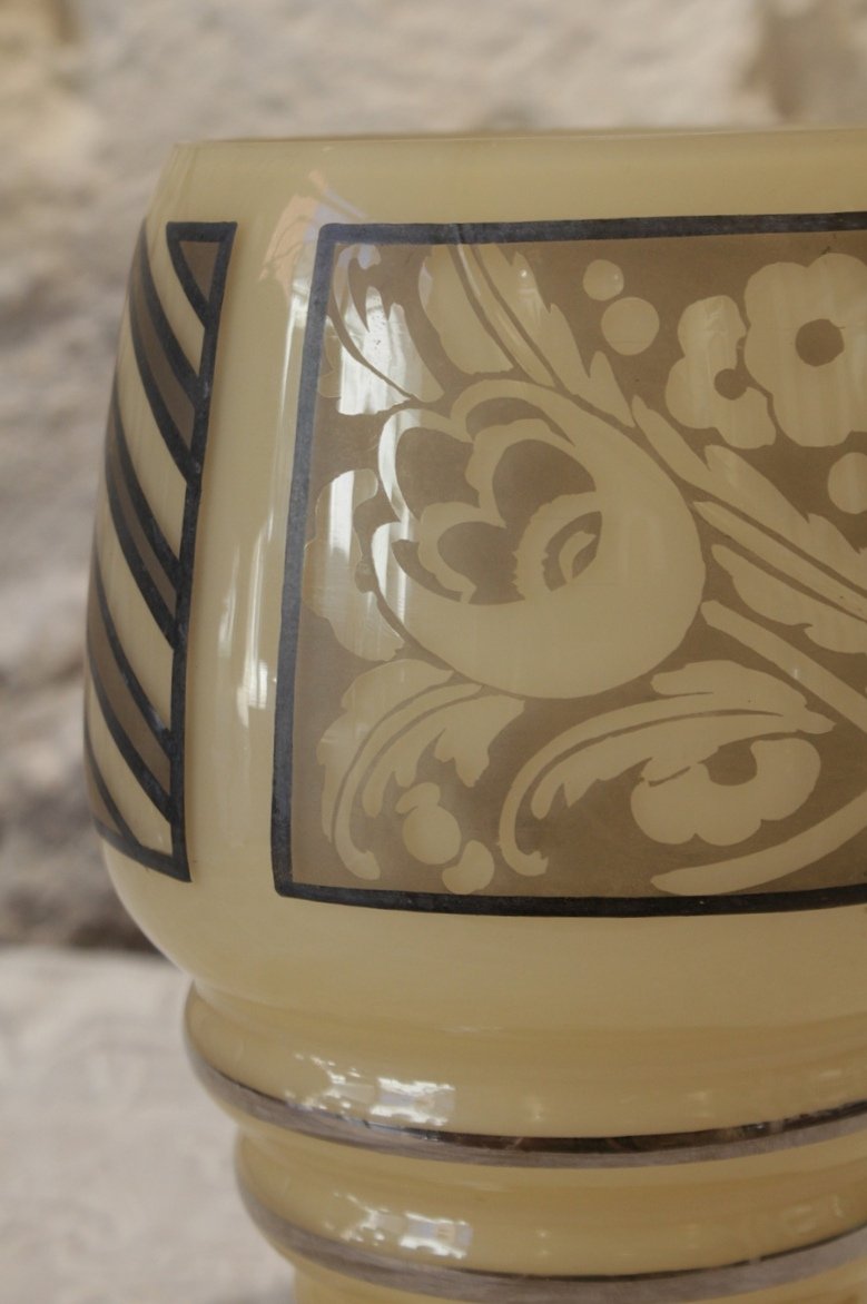 Vase en verre signé d'Argyl, vers 1930, Art Déco-photo-7