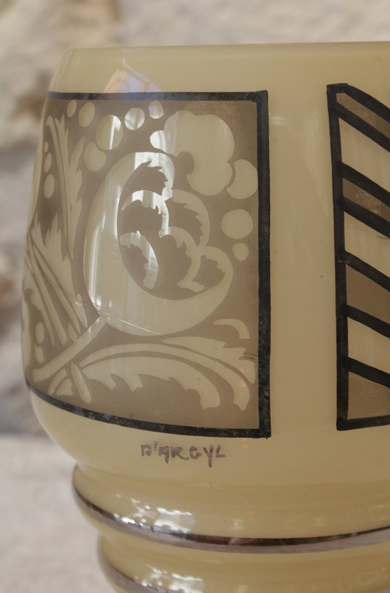 Vase en verre signé d'Argyl, vers 1930, Art Déco-photo-8