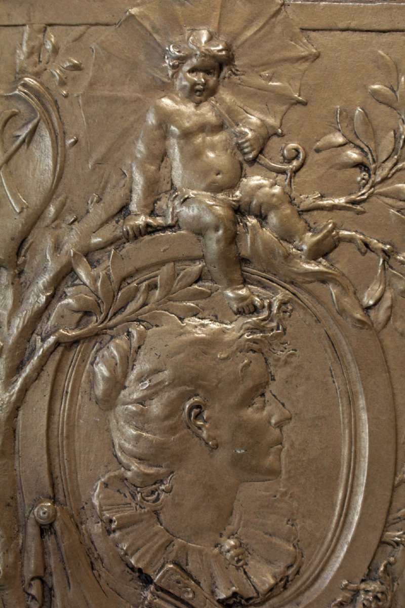 Bronze Bas-relief Plaque, "portrait Of A Woman," Attributed To Jules Clamagirand (1870–1937)-photo-2