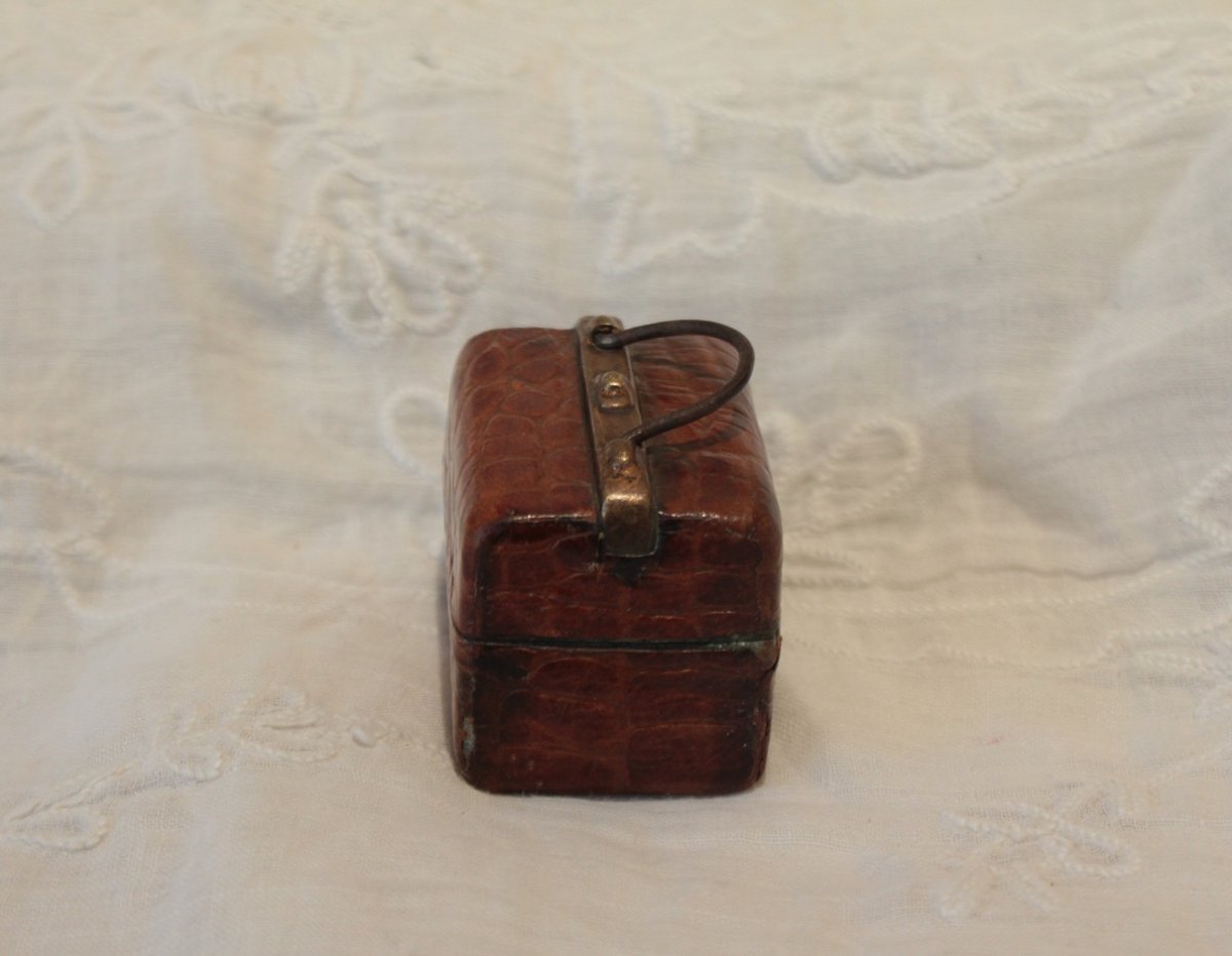 Travel Inkwell Shaped Like A Suitcase, Late 19th Century-photo-4