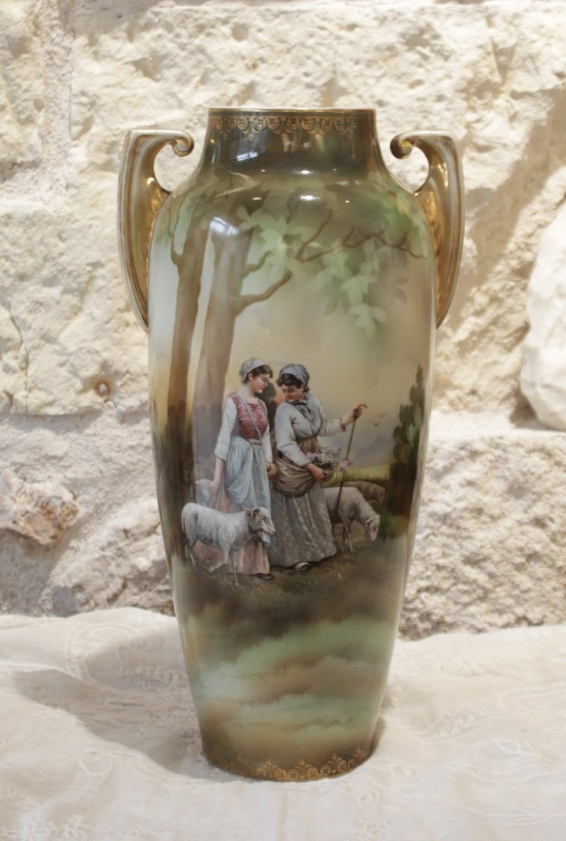 Baluster Vase With A Pastoral Scene, Reinhold Schlegelmilch Factory, Germany, 1869–1924