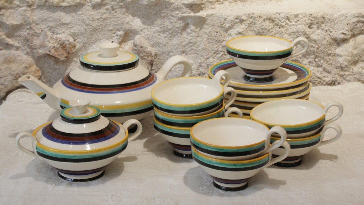 Earthenware Tea Set In The Style Of Margarete Heymann-loebenstein (1899–1990), Bauhaus