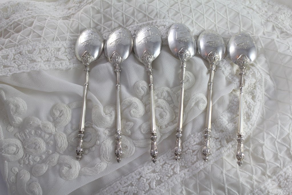 6 Small Spoons In Sterling Silver Early 20th Century-photo-3