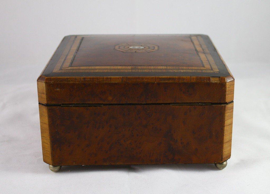 Inlaid Wood Box And Its Key Napoleon III Period, Late 19th Century-photo-1