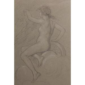 Drawing 'goddess Fortune' Victor René Livache (1872-1944)