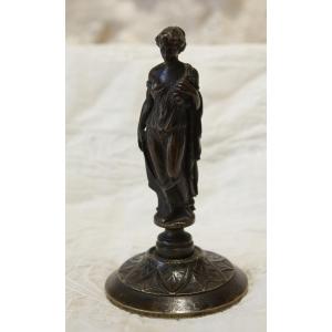 Bronze Sculpture 'antique Draped Woman' Late 19th Century