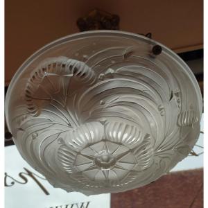 Art Deco Molded Glass Pendant Light, Circa 1930