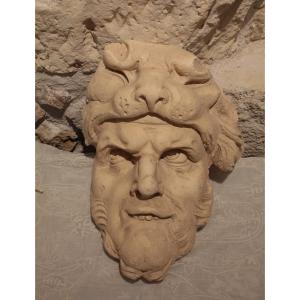 Grande sculpture en plâtre tête d'homme, dans le goût de l'Antique, 20ème siècle