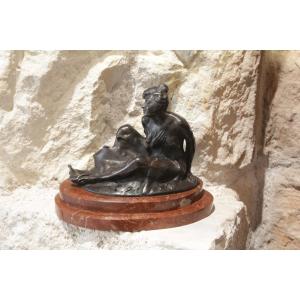 Sculpture en bronze 'Nymphe' ou 'Allégorie de la nature' signée Henri Désiré Gauquié (1858-1927