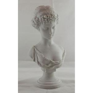 Sculpture en biscuit de porcelaine buste de jeune fille fin 19ème, début 20ème siècle