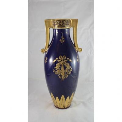 Grand Vase De La Manufacture Pinon-heuzé à Tours Vers 1920