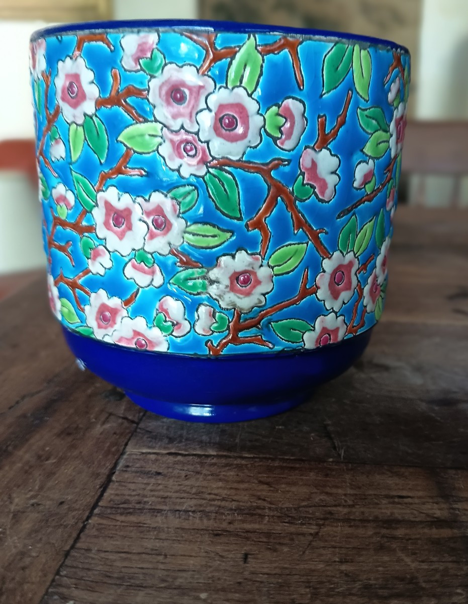 Longwy Flowerpot From The 1940s-photo-3