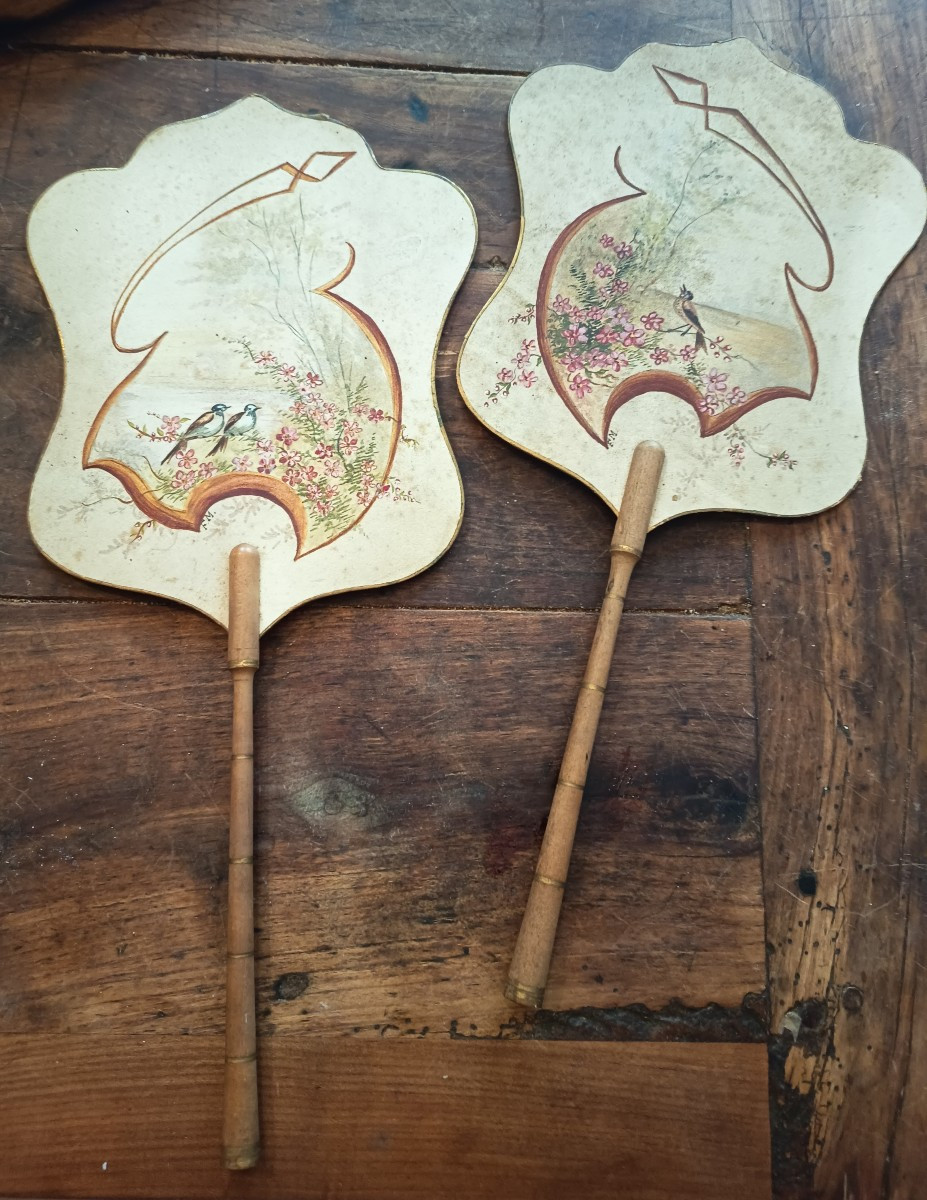 Pair Of Fans, Hand-held Face Screens