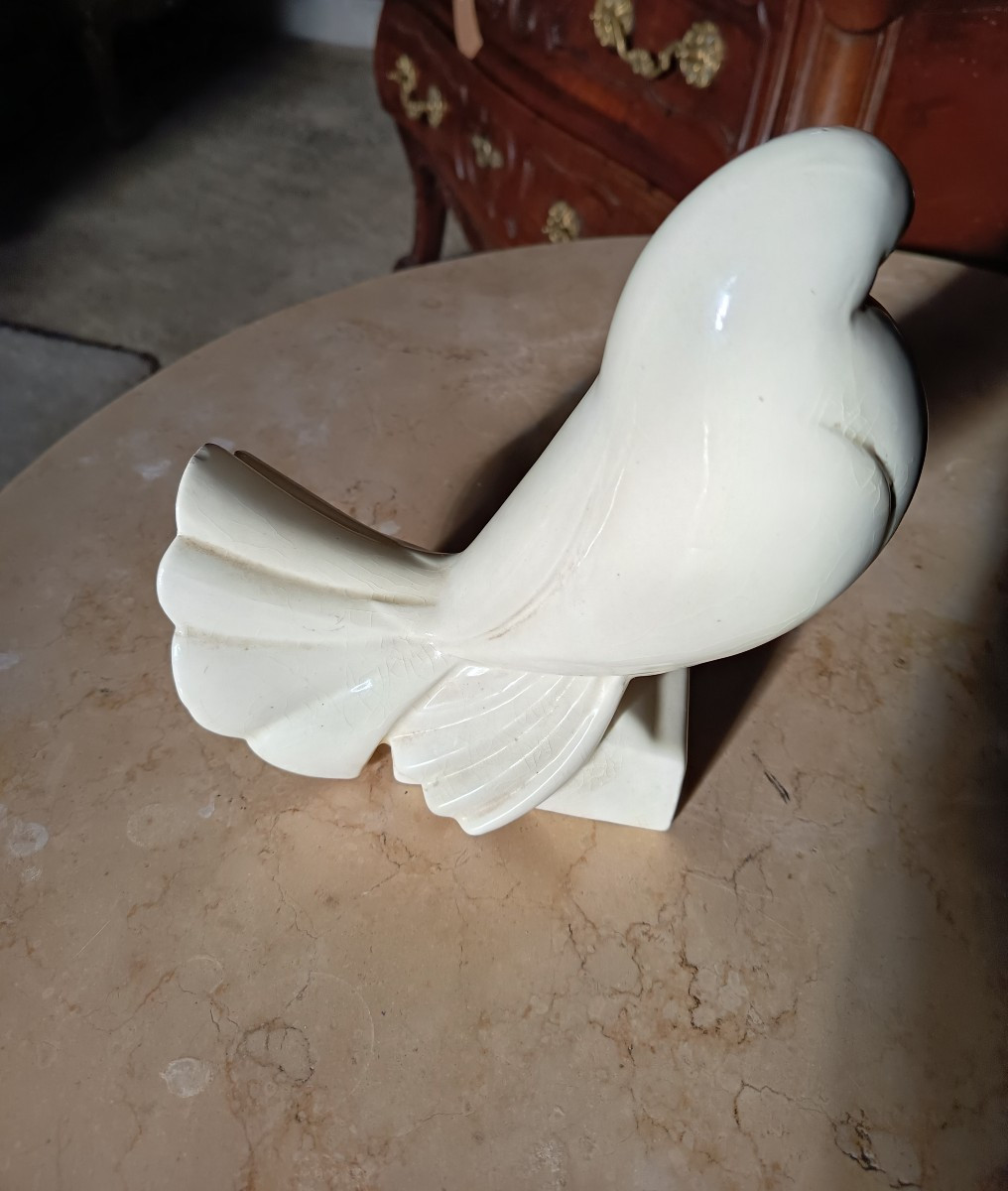 Céramique, craquelé Art déco signé Jacques Adnet-photo-3