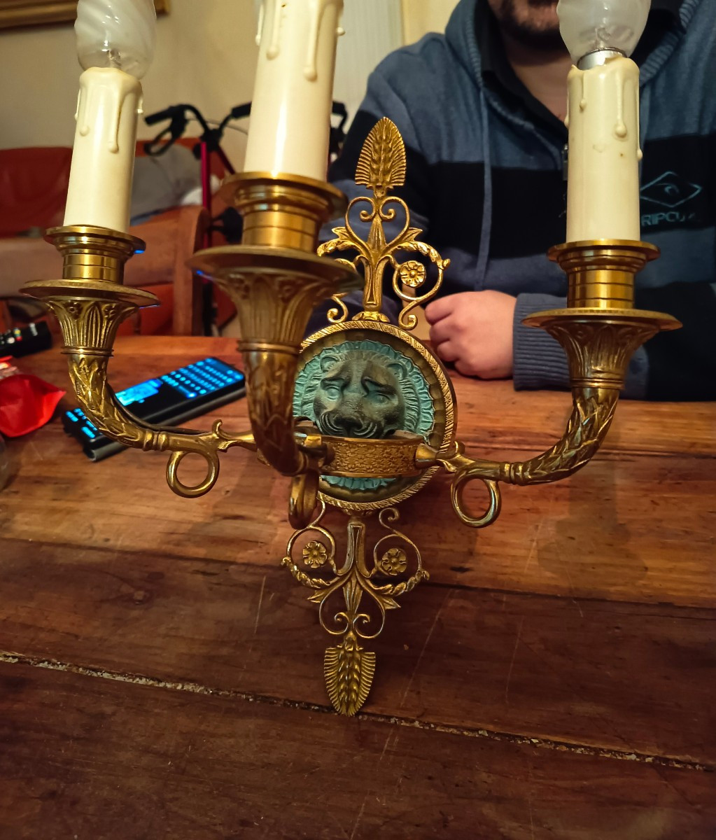 Paire d'appliques en bronze -photo-2