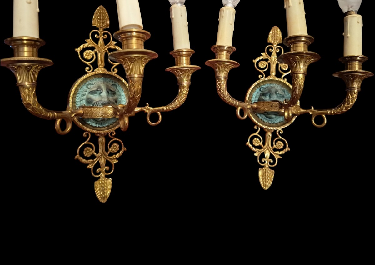 Paire d'appliques en bronze -photo-1
