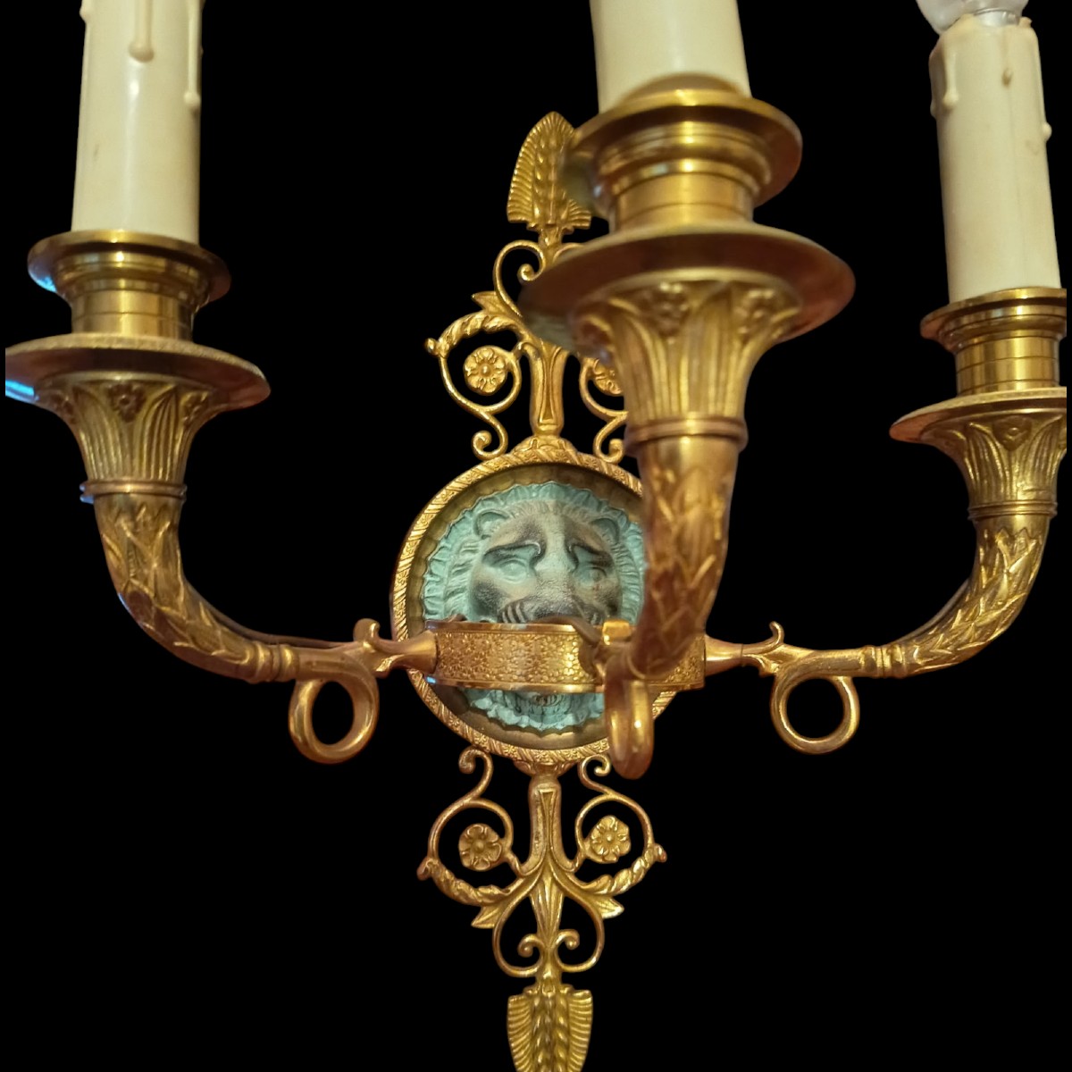 Pair Of Bronze Wall Sconces 