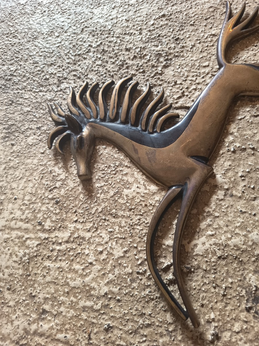 Galloping Horse Sculpture In Brass By Walter Bosse-photo-2