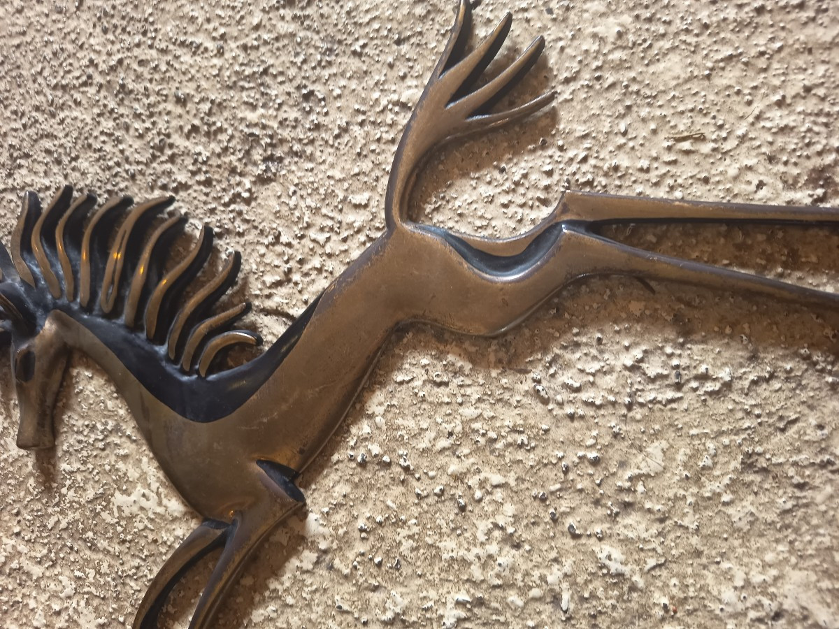 Galloping Horse Sculpture In Brass By Walter Bosse-photo-3