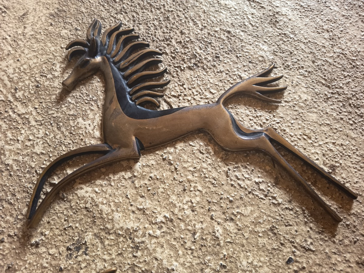 Galloping Horse Sculpture In Brass By Walter Bosse