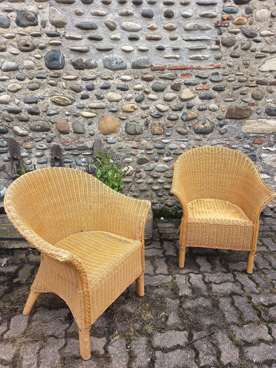 Paire de fauteuils en rotin -photo-4