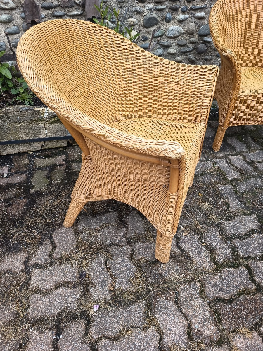 Paire de fauteuils en rotin -photo-1
