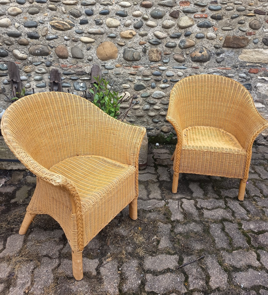 Paire de fauteuils en rotin 