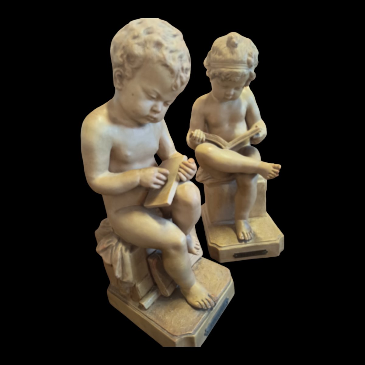Pair Of Terracotta Sculptures By G.tilges-photo-2