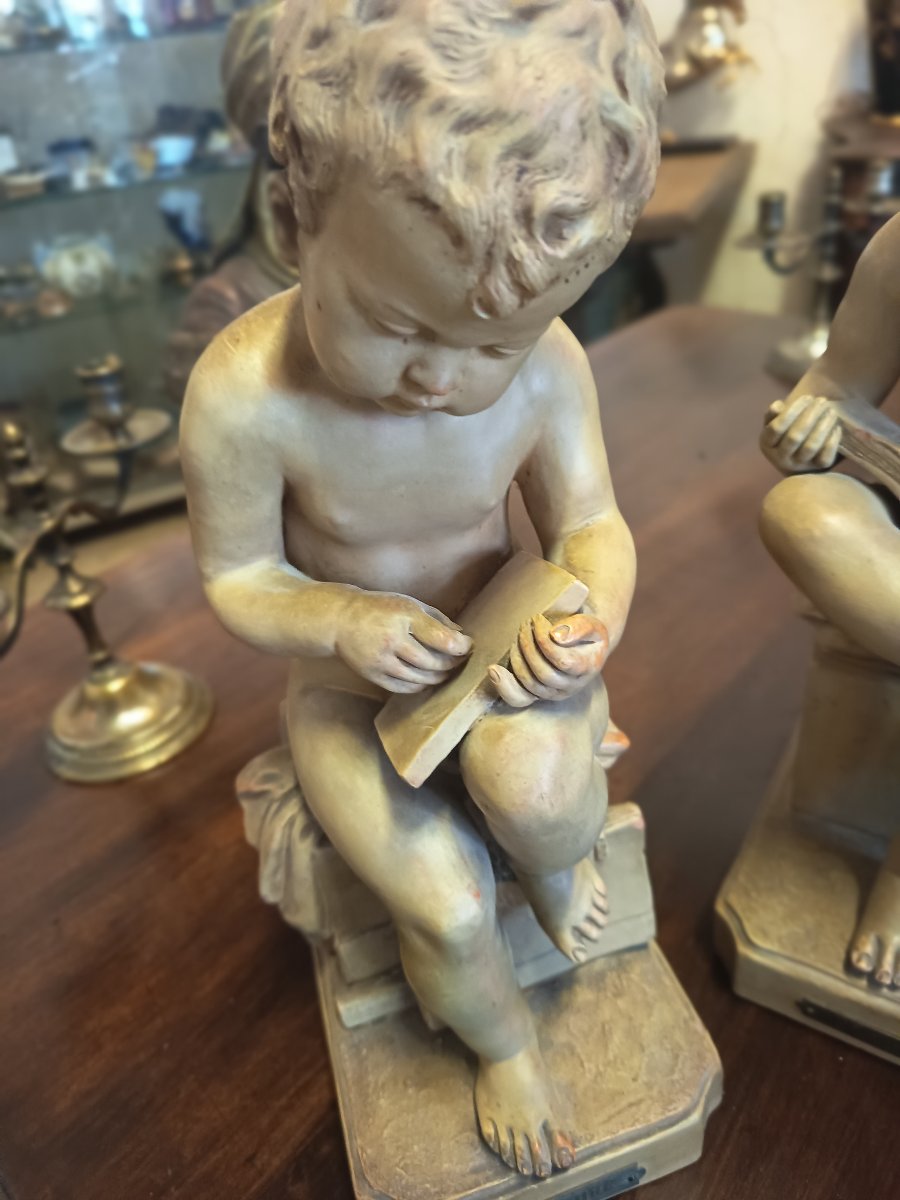 Pair Of Terracotta Sculptures By G.tilges-photo-4