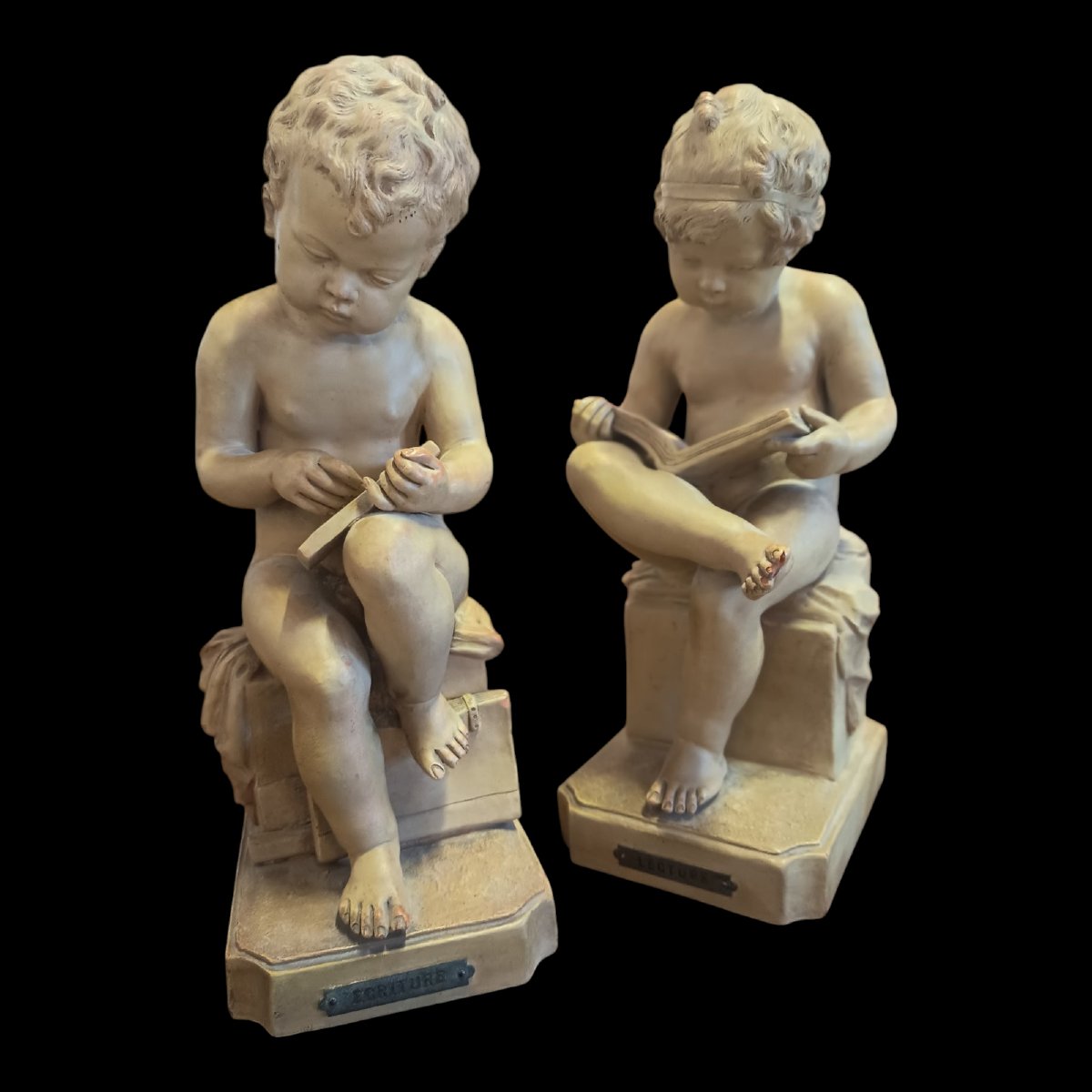 Pair Of Terracotta Sculptures By G.tilges
