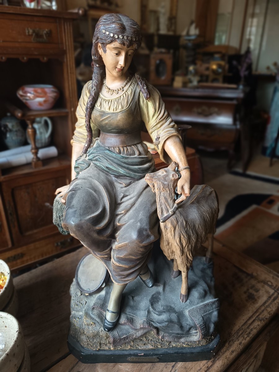 Polychrome Terra Cotta "esmeralda" By G Silges-photo-3