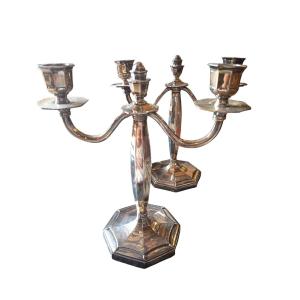Pair Of Art Deco Candlesticks From Christofle 