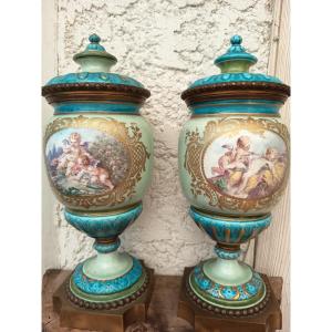 Pair Of Porcelaine Covered Jars