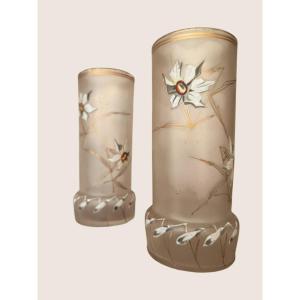 Pair Of Enamelled Vases 1900