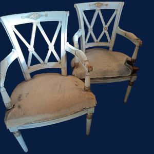 Paire de fauteuils Directoire 