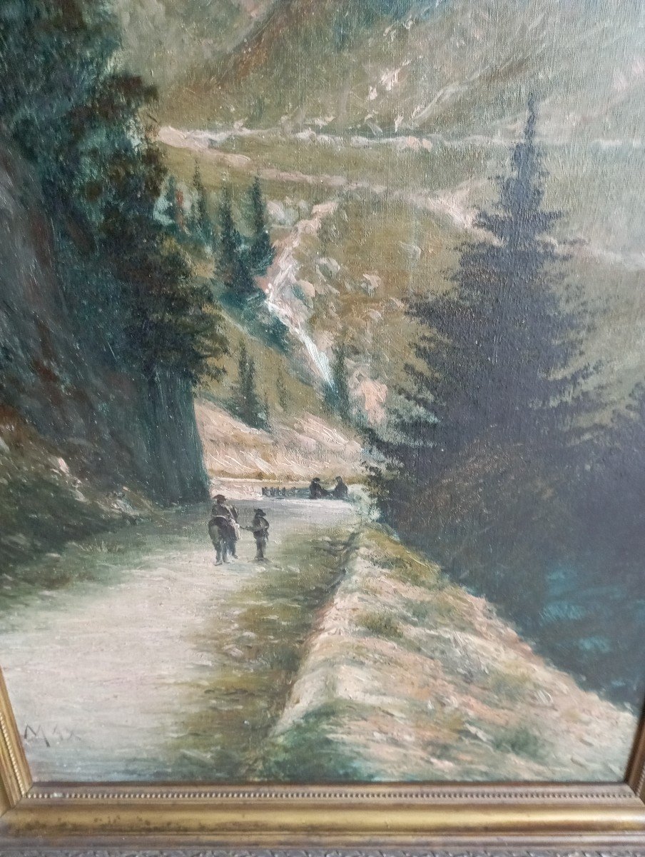 Tableau de Paysage pyrénéen, le passage du col de Roncevaux.-photo-3