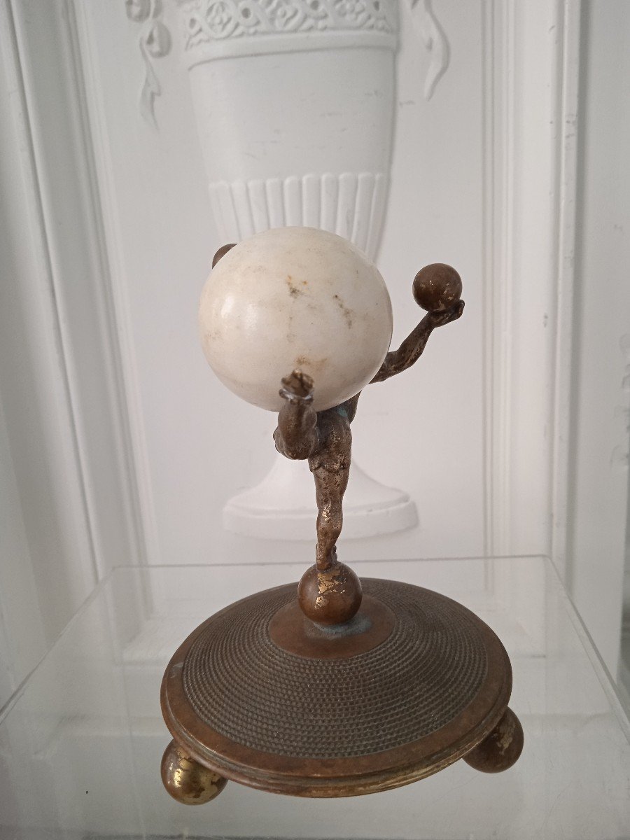 Rare Bronze Watch Holder With Saltimbanque-photo-2