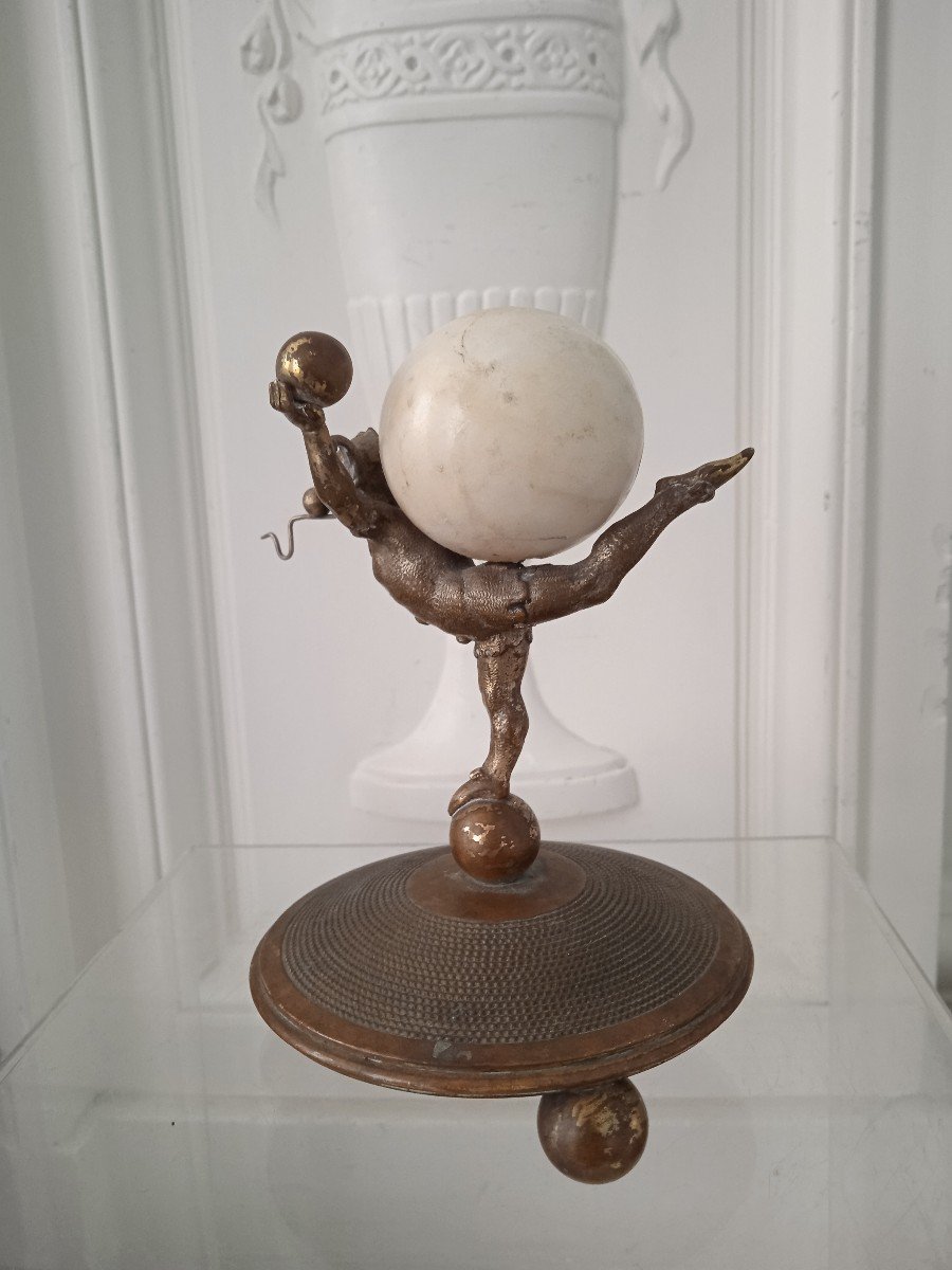 Rare Bronze Watch Holder With Saltimbanque-photo-4
