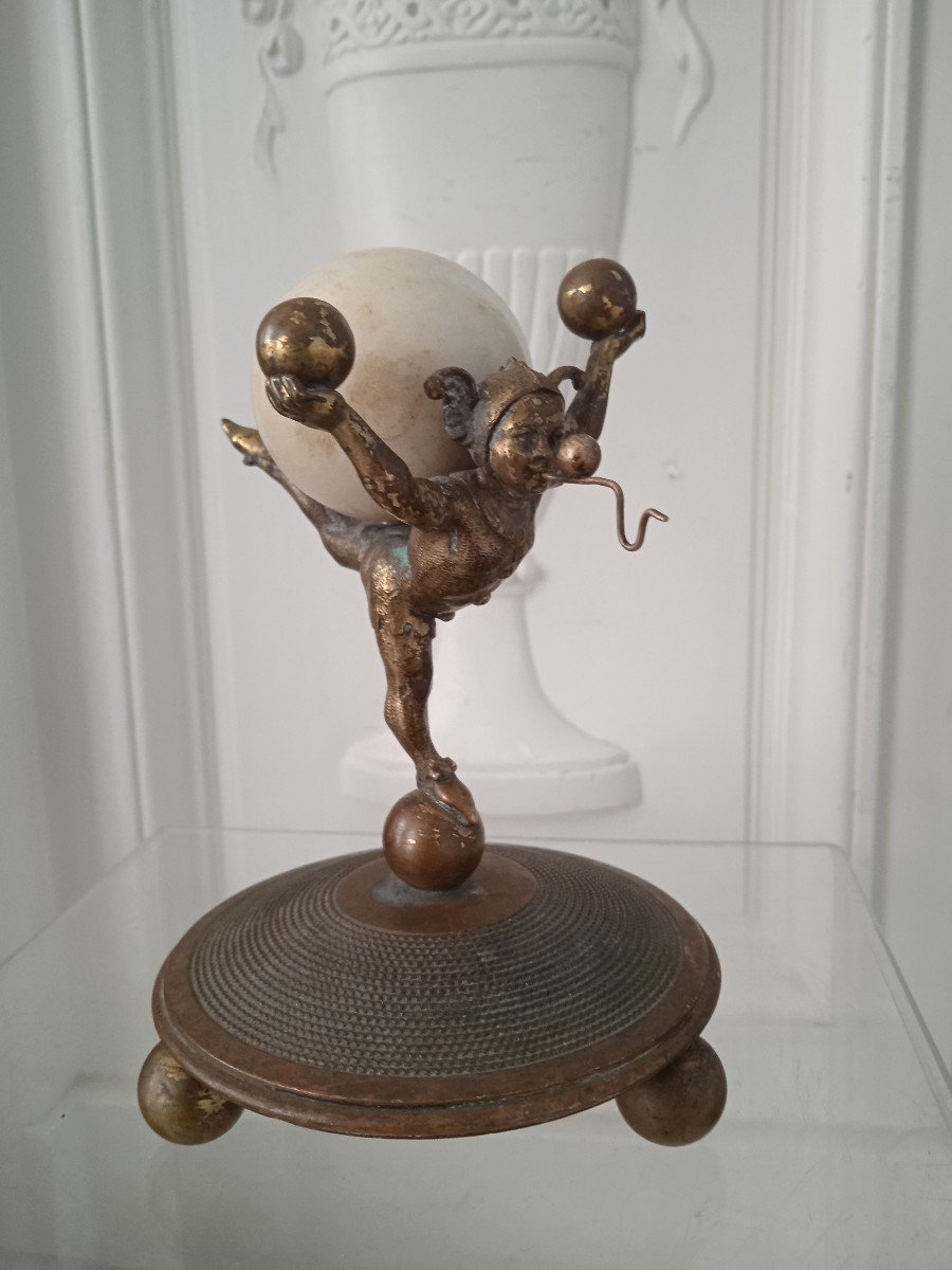 Rare Bronze Watch Holder With Saltimbanque-photo-2