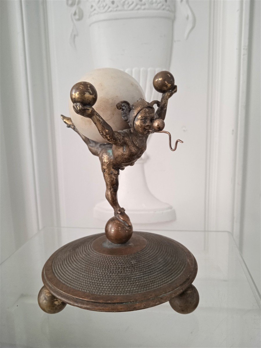 Rare Bronze Watch Holder With Saltimbanque-photo-3