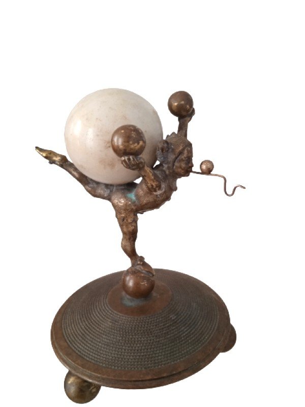 Rare Bronze Watch Holder With Saltimbanque
