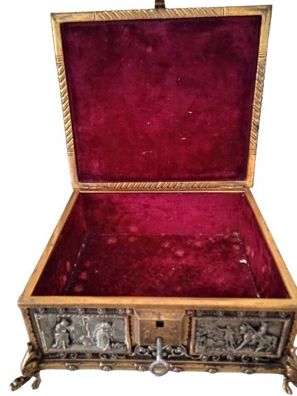 Coffret En Bronze Argenté Et Doré-photo-1
