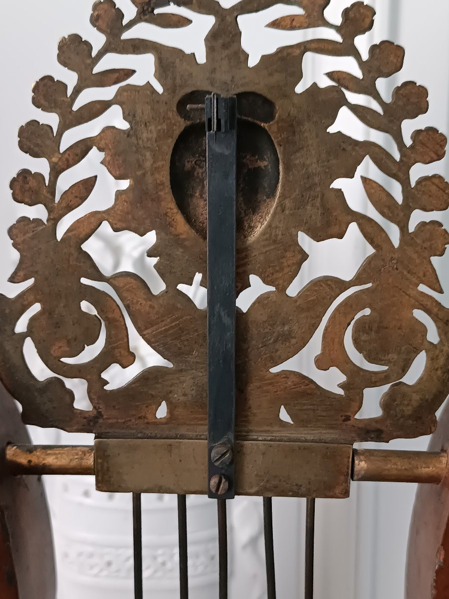 Large Lyre Mahogany Clock -photo-2