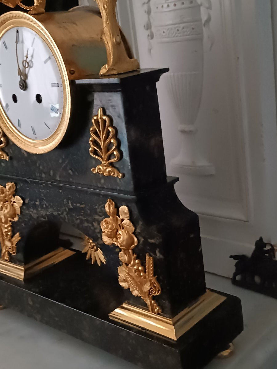 Empire Clock In Marble And Gilded Bronze-photo-5