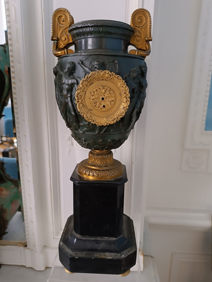 Patinated And Gilded Bronze Urn Clock 