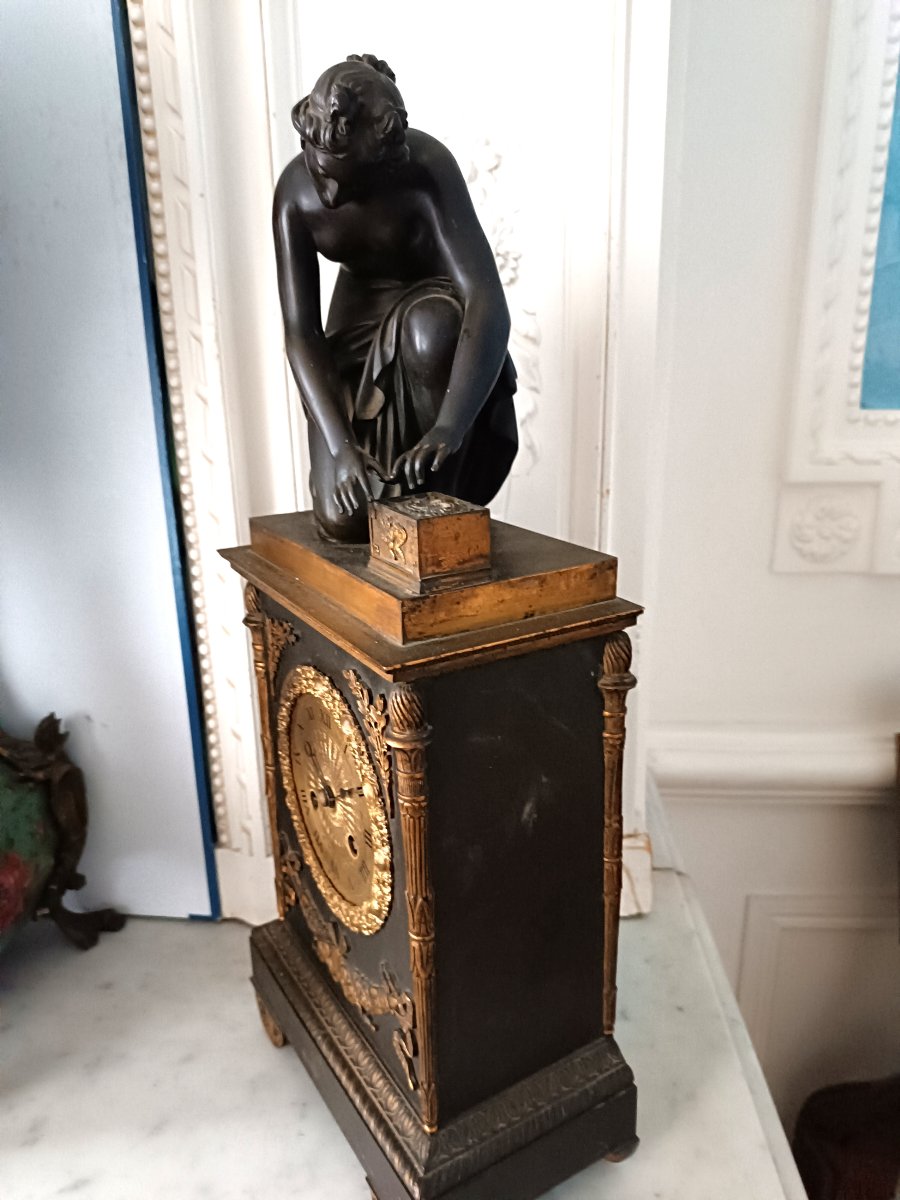 Gilt And Patinated Bronze Clock -photo-2