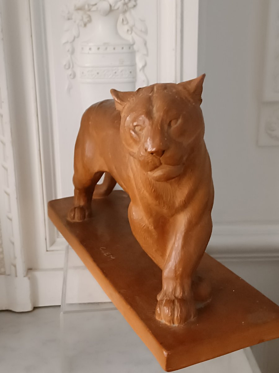 Lionne en terre cuite -photo-2