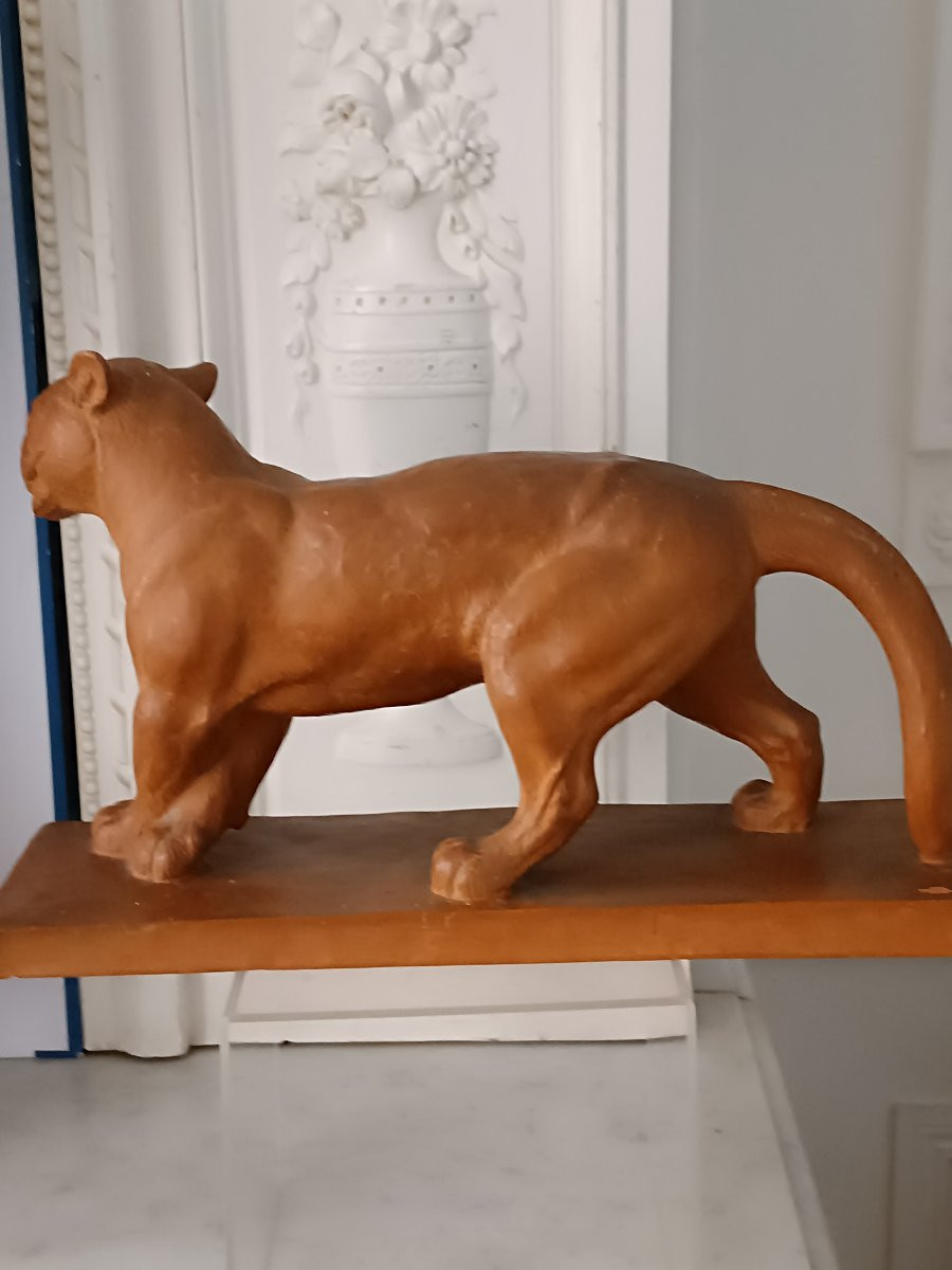 Lionne en terre cuite -photo-5