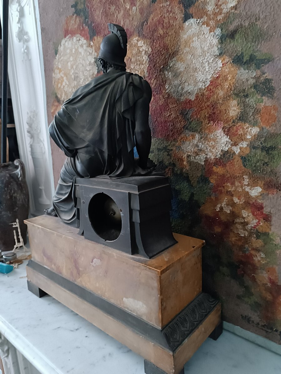 Important Patinated Bronze Clock -photo-2