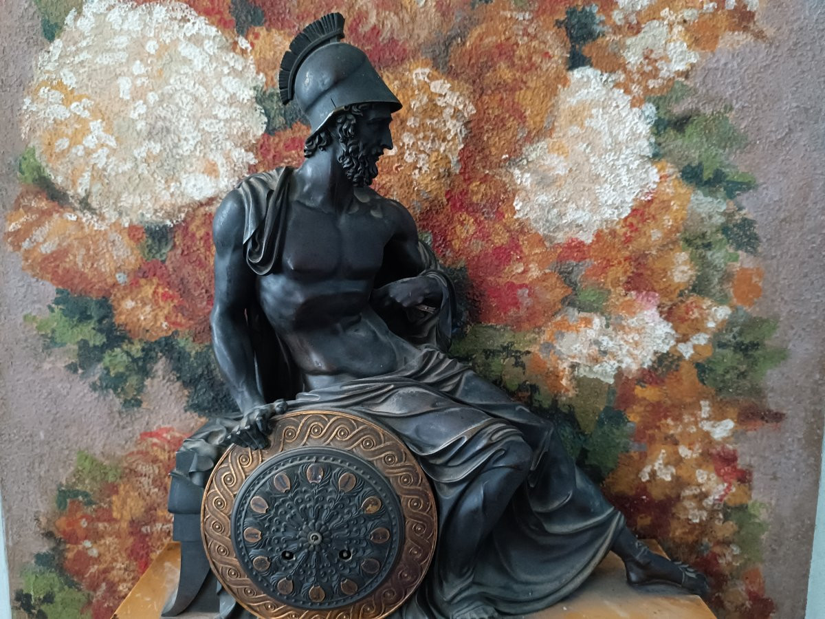 Important Patinated Bronze Clock -photo-2